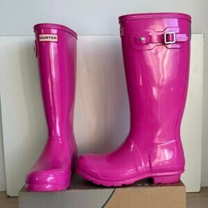 Hunter Original Tall Pink Buckle Kids Boots- SZ 5 Y- 6.5 W